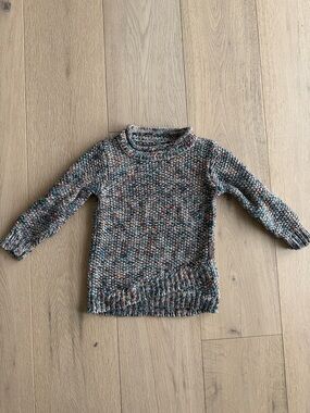 Roots Kids 3T Multicolor Knit Sweater Cozy Crewneck Pullover w/ asymmetrical hem
